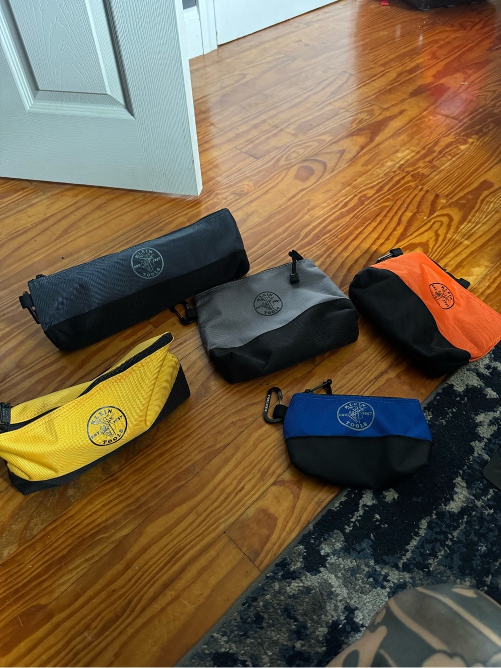 Klein Zipper Pouch Set - Black, Gray, Yellow, Blue, Orange